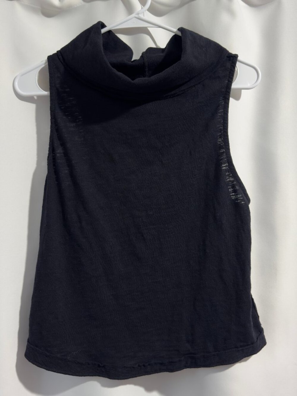 We The Free Black Summer Thing Sleeveless Cowl Neck Top Womens Small Slub Knit